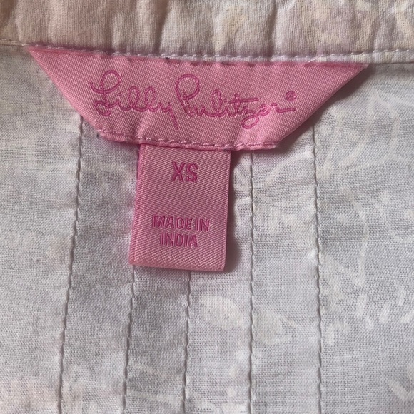 Lilly Pulitzer Sarasota White Beaded Pleated Patterned Tunic Top XS Blouse - Picture 12 of 16